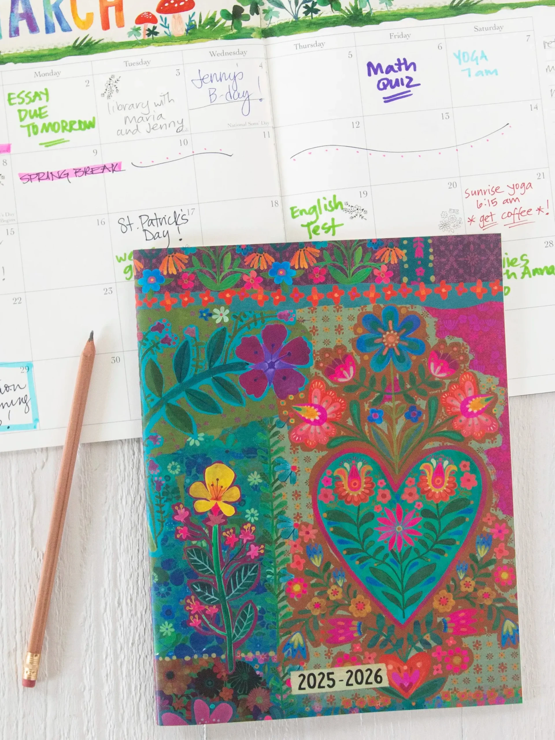 2025-26 Academic Planner - Teal Heart