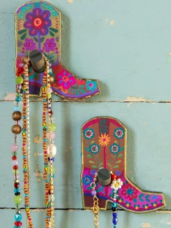 Adhesive Wooden Wall Hooks, Set of 2 - Boot
