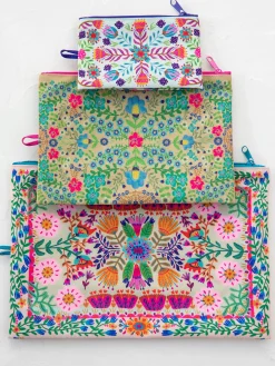 Anything u0026 Everything Pouches, Set of 3 - Taupe Folk Flower