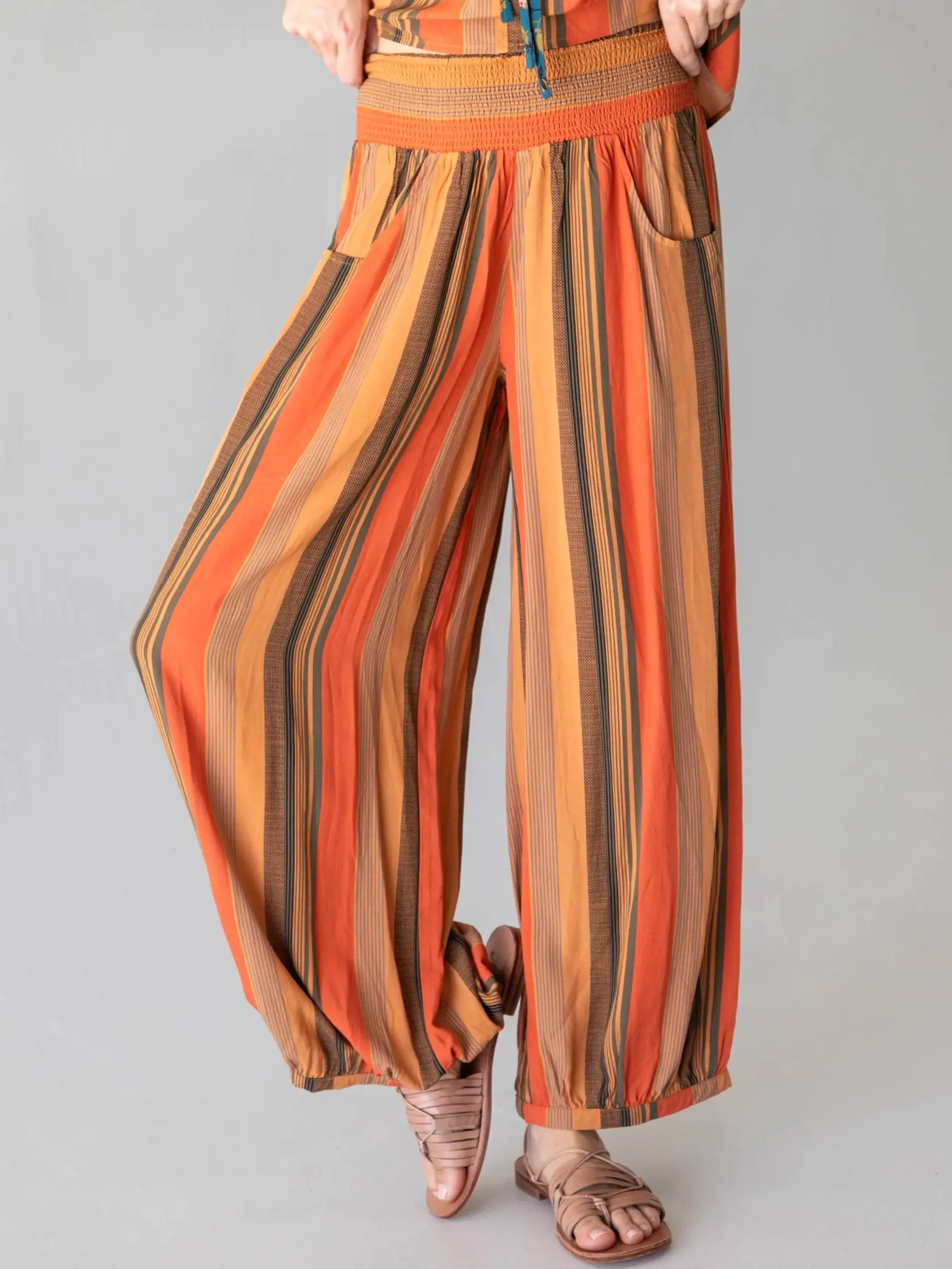 Around The Town Pant - Rust Stripes