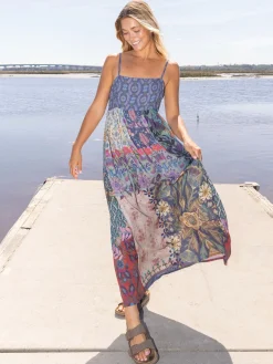 Bailey Maxi Dress - Blue Patchwork