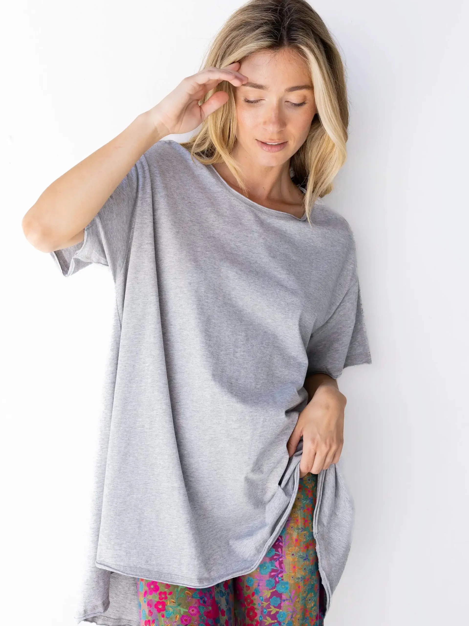 Blake Oversized Cotton Tee - Heather Grey
