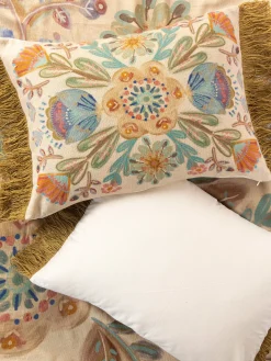 Boho Fringe Shams, Set of 2 - Cream Mandala
