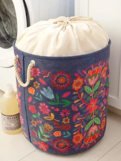 Boho Printed Laundry Hamper - Blue Folk Flower