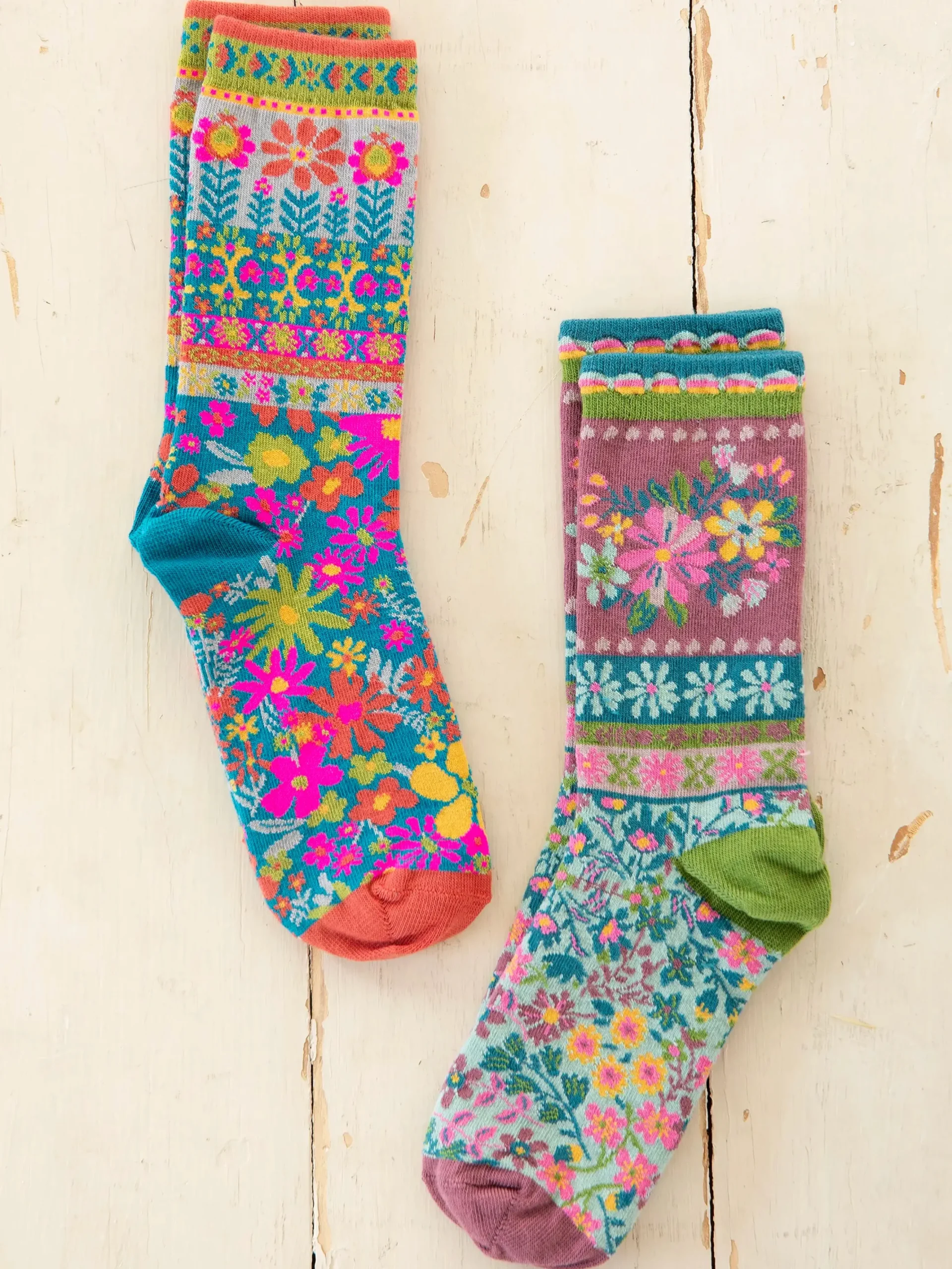 Boho Sock Set, Set of 2 - Blue Flower
