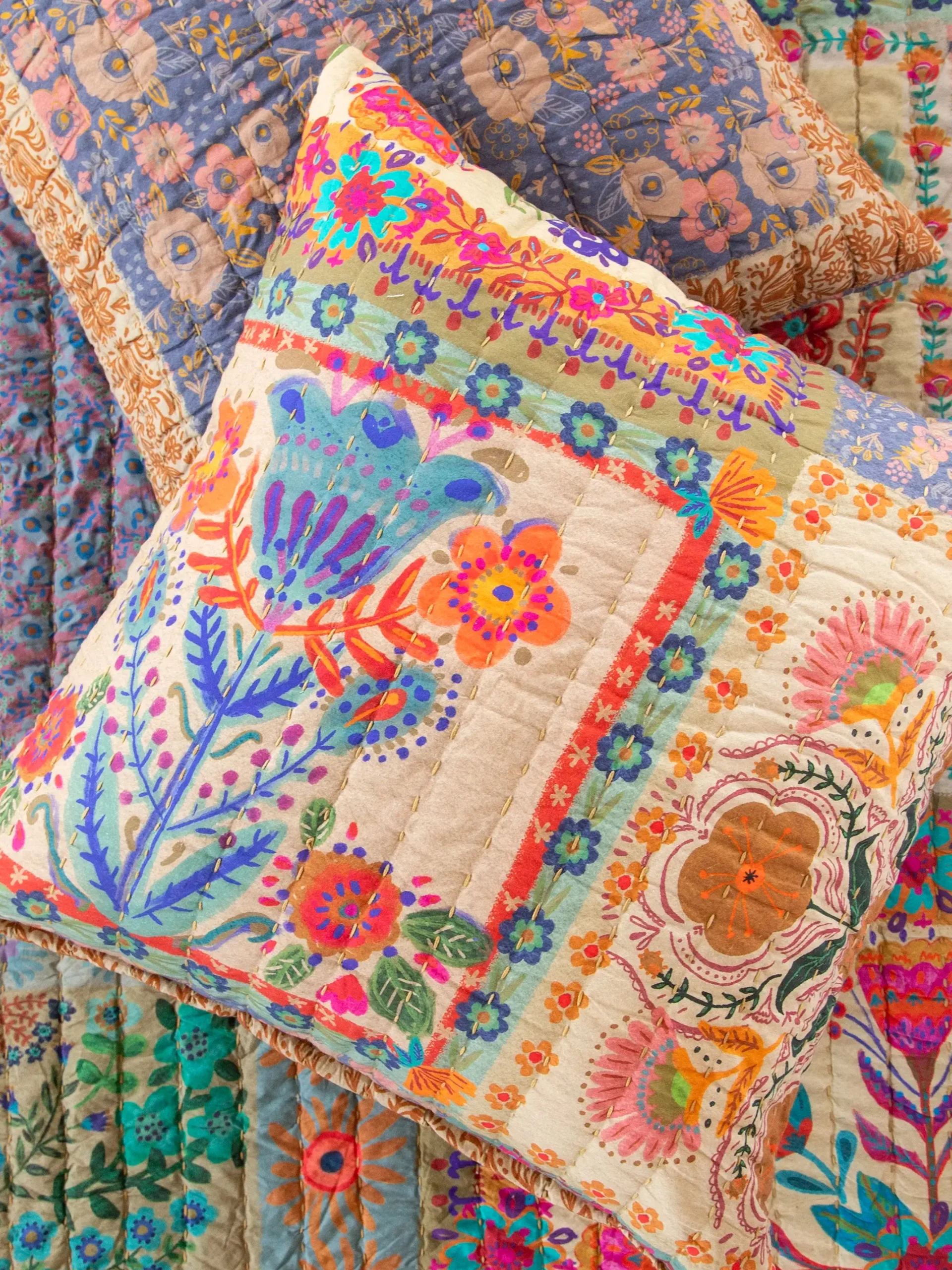 Bungalow Reversible Cotton Euro Sham - Heritage Folk Patchwork