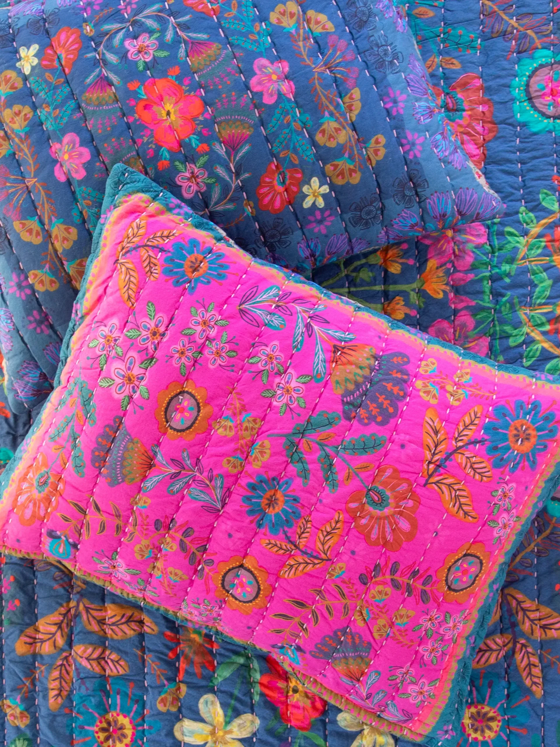 Bungalow Reversible Cotton Shams, Set of 2 - Magic Folk Garden