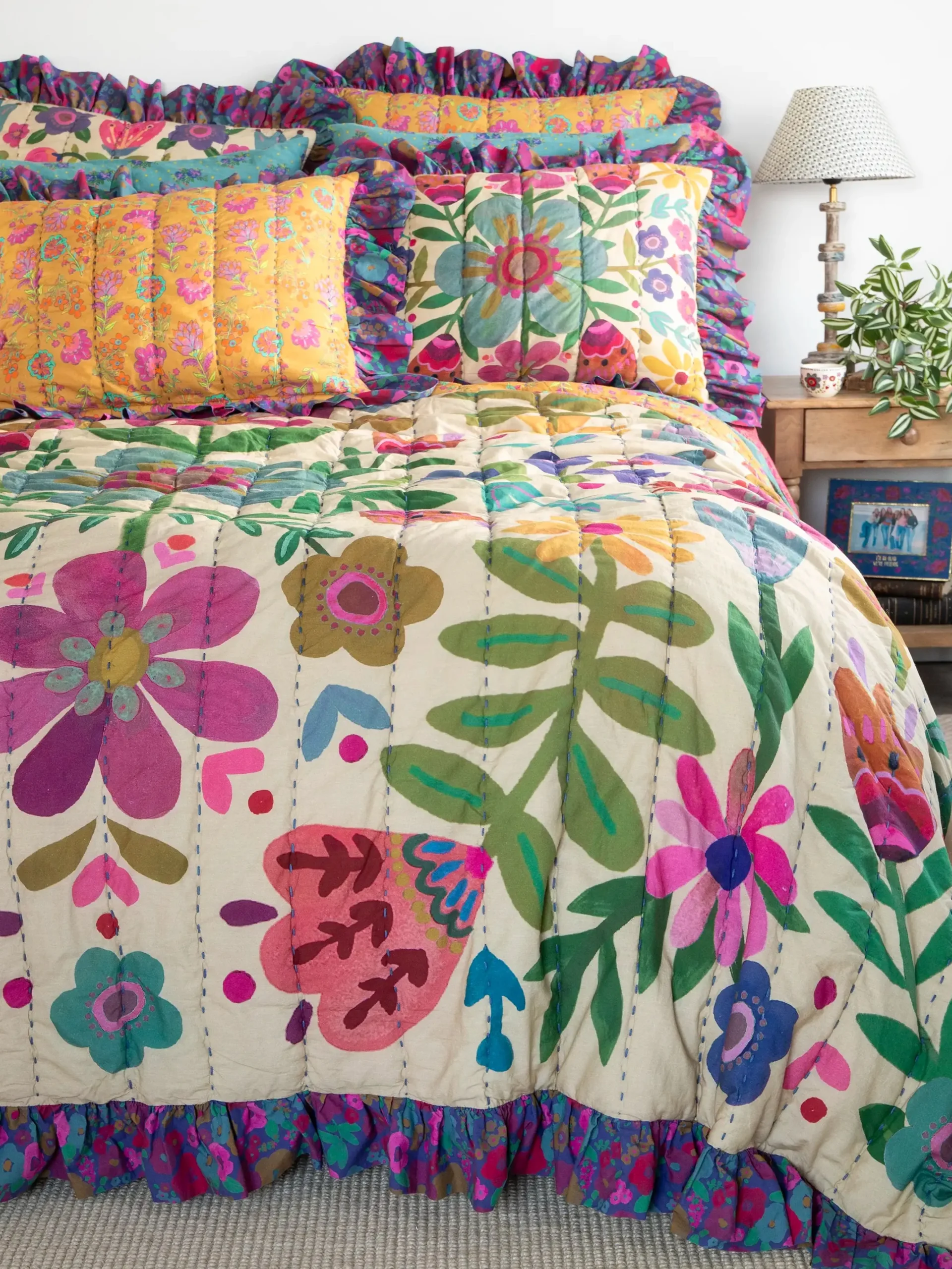 Bungalow Reversible Cotton Quilt - Boho Floral