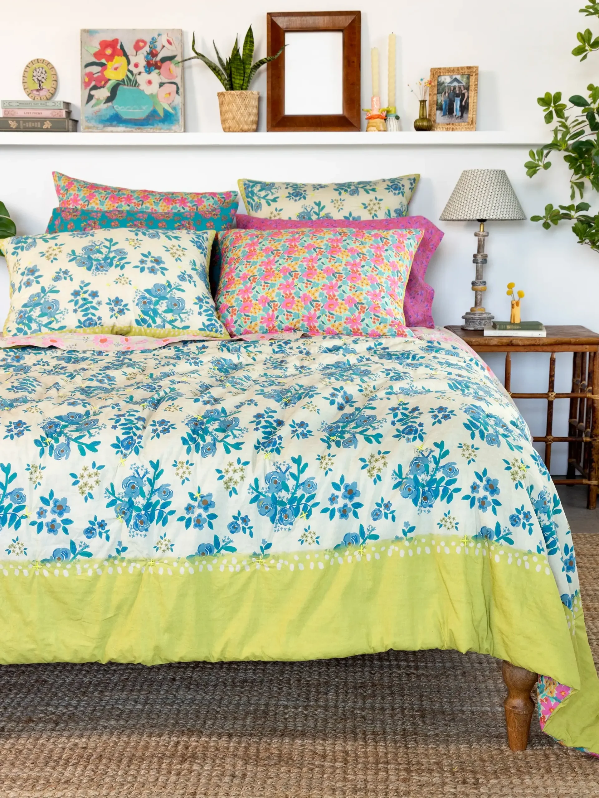 Bungalow Reversible Cotton Quilt - Wildflower Pop