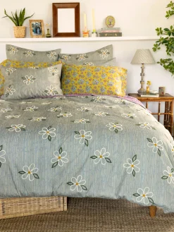 Catalina Cotton Duvet Cover - Daisy Stripe