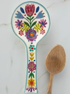 Ceramic Spoon Rest - Folk Flower