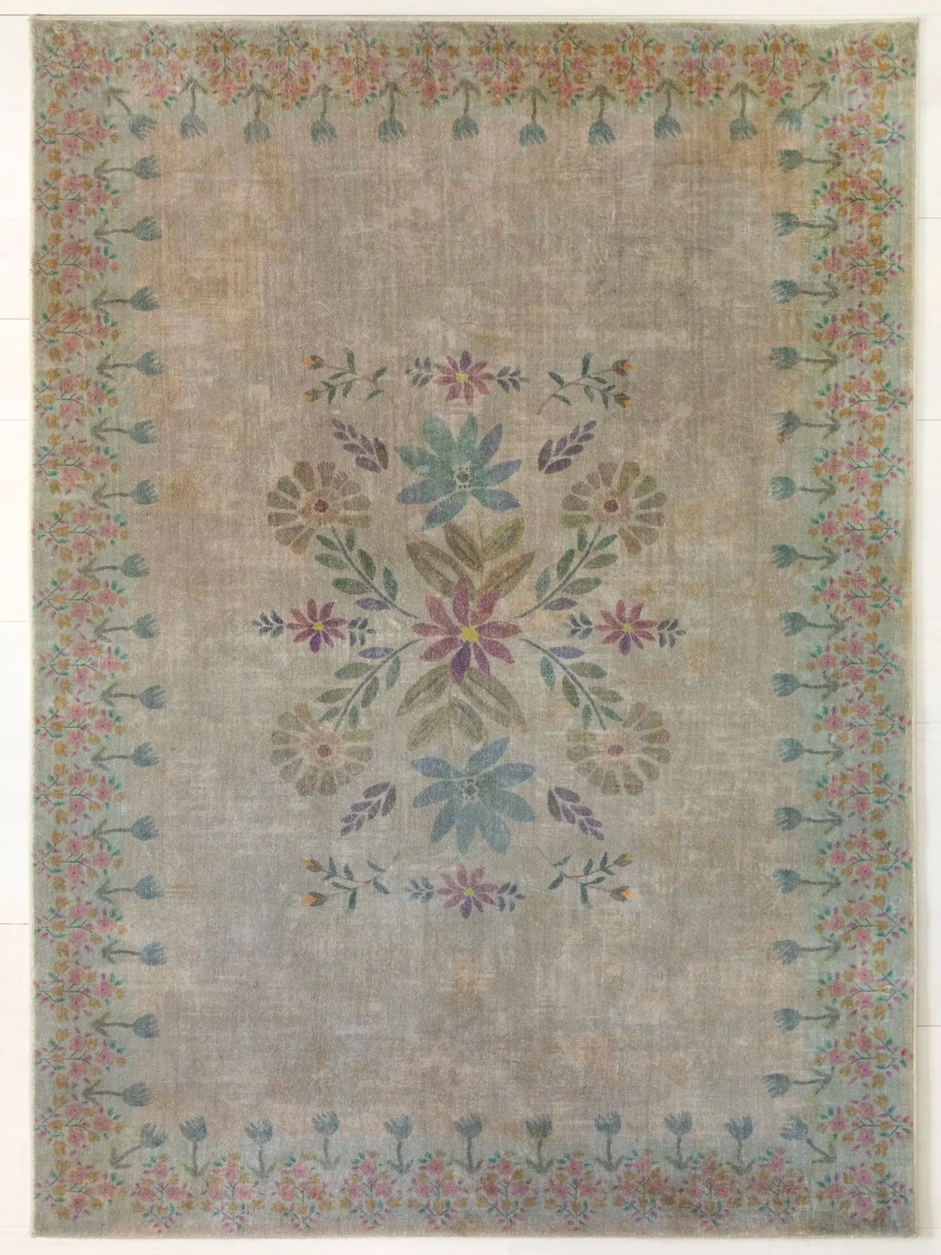 Chenille Rug, 5' x 7' - Dove Grey Mandala