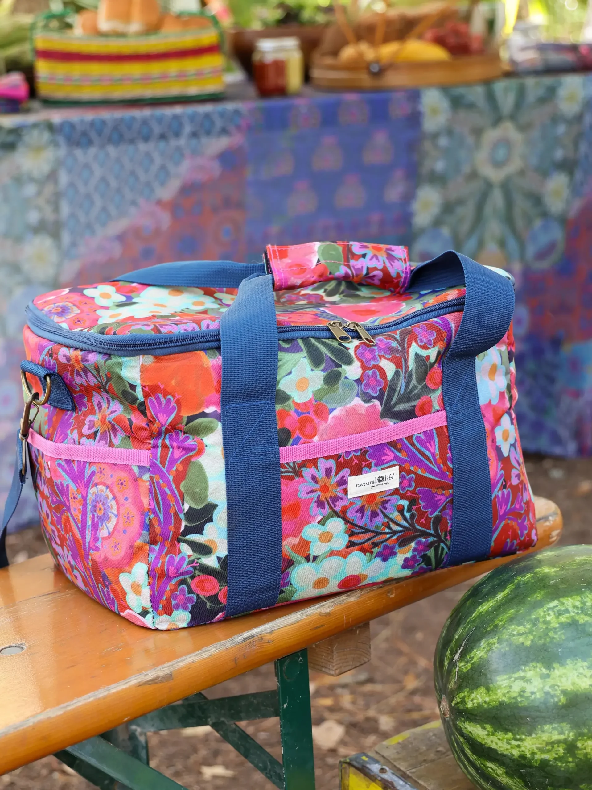 Cooler Tote - Pink Painted Garden