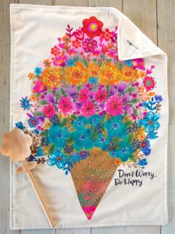 Cotton Dish Towel - Don't Worry Be Happy