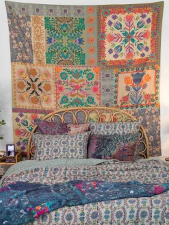 Cotton Tapestry - Large Folk Flower