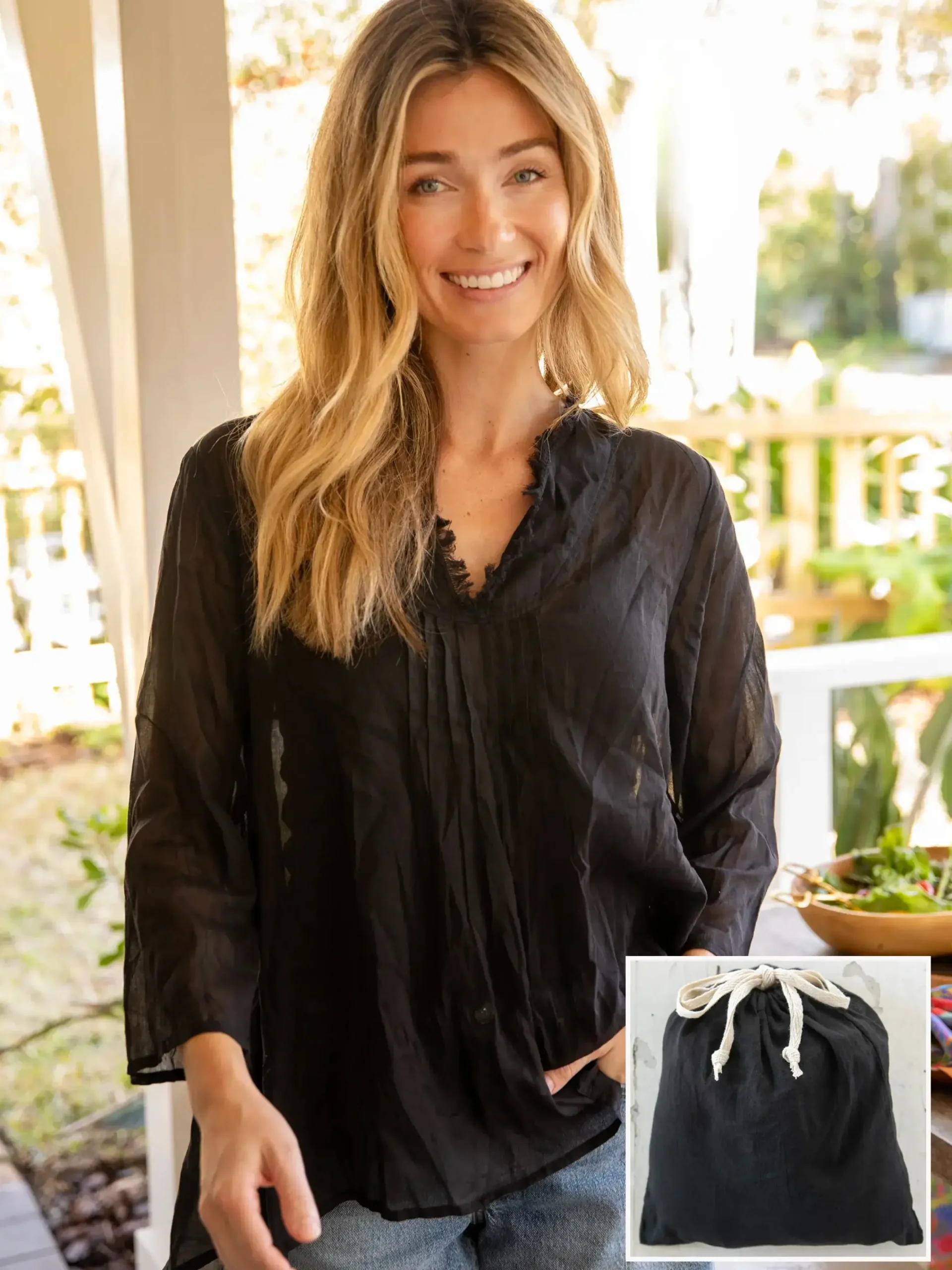 Cotton Tunic-In-A-Bag - Black
