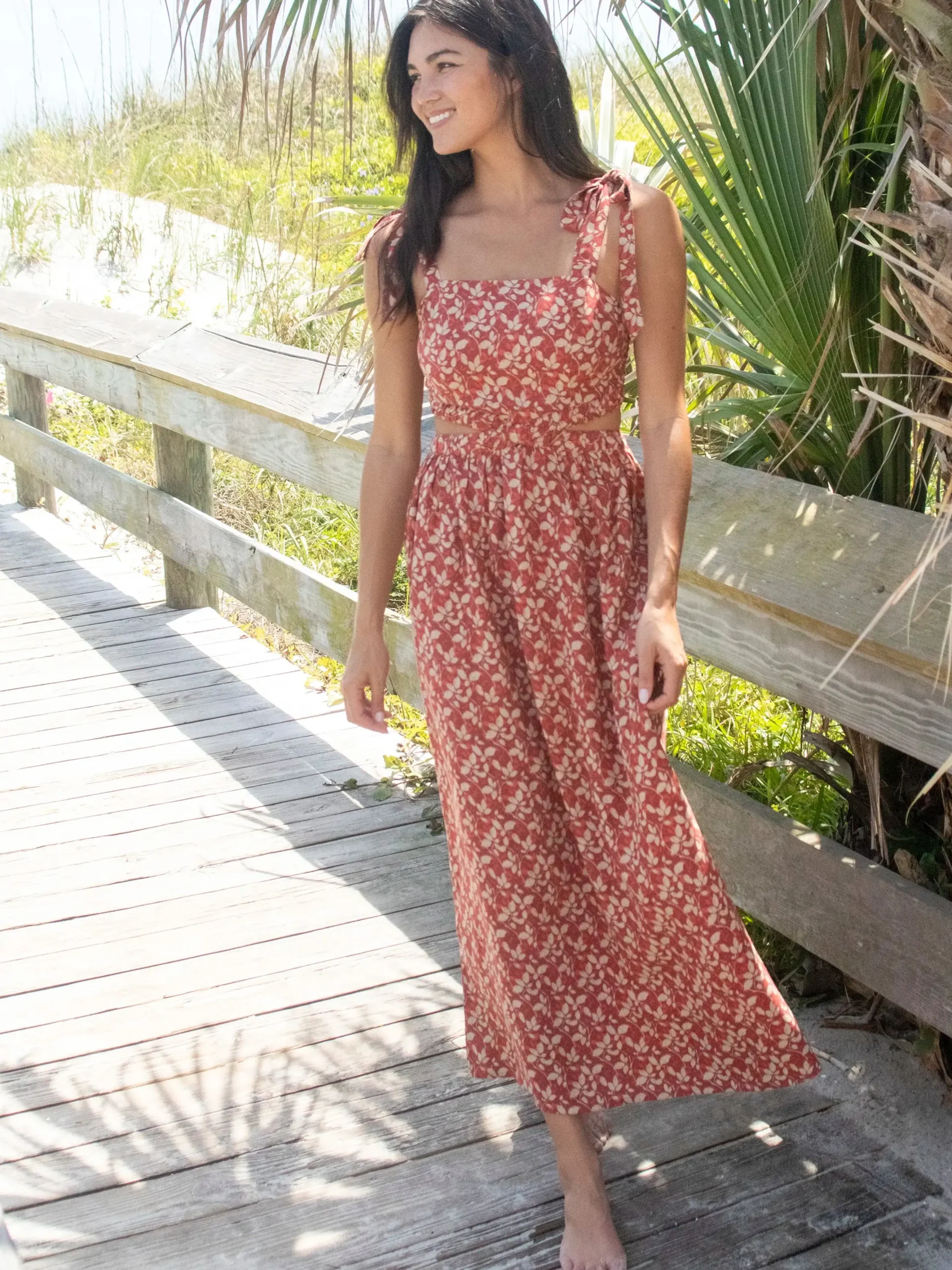 Courtney Maxi Dress - Rust Vines