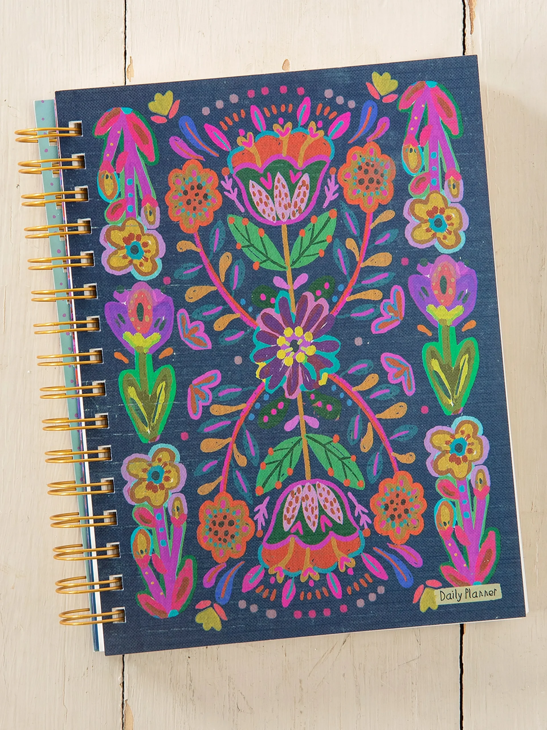 Daily To-Do List Planner - Blue Folk Flower