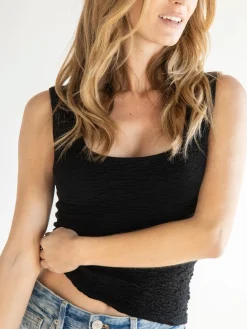 Danielle Square Neck Tank - Black