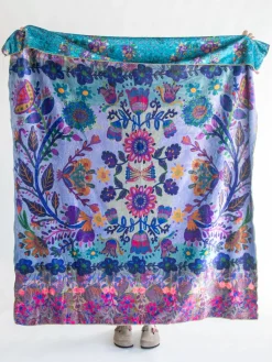 Double-Sided Cozy Throw Blanket - Border Folk Garden