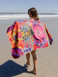 Double-Sided Microfiber Beach Towel - Tropical Sprigs