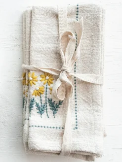 Embroidered Cotton Napkins, Set of 4