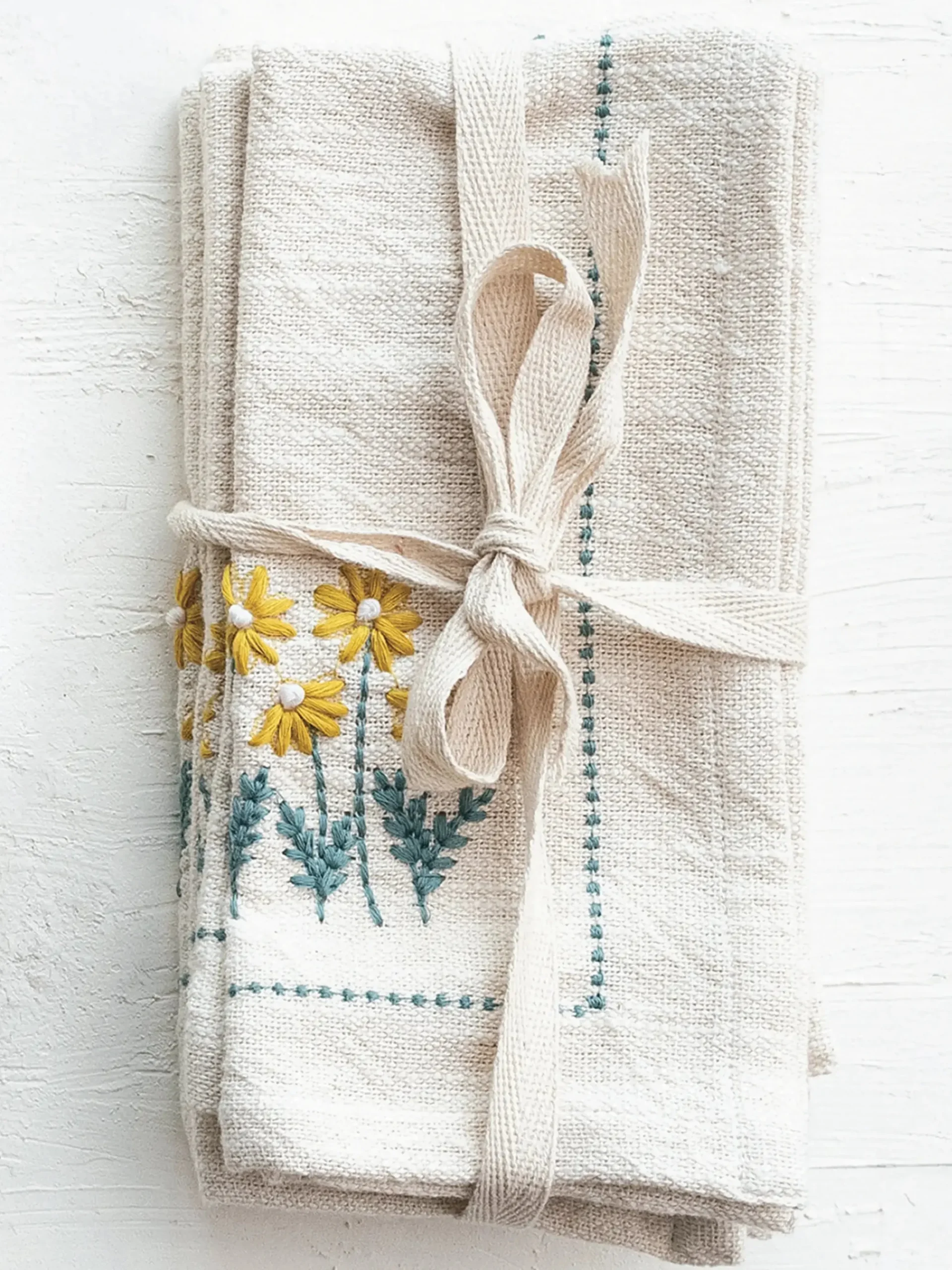 Embroidered Cotton Napkins, Set of 4
