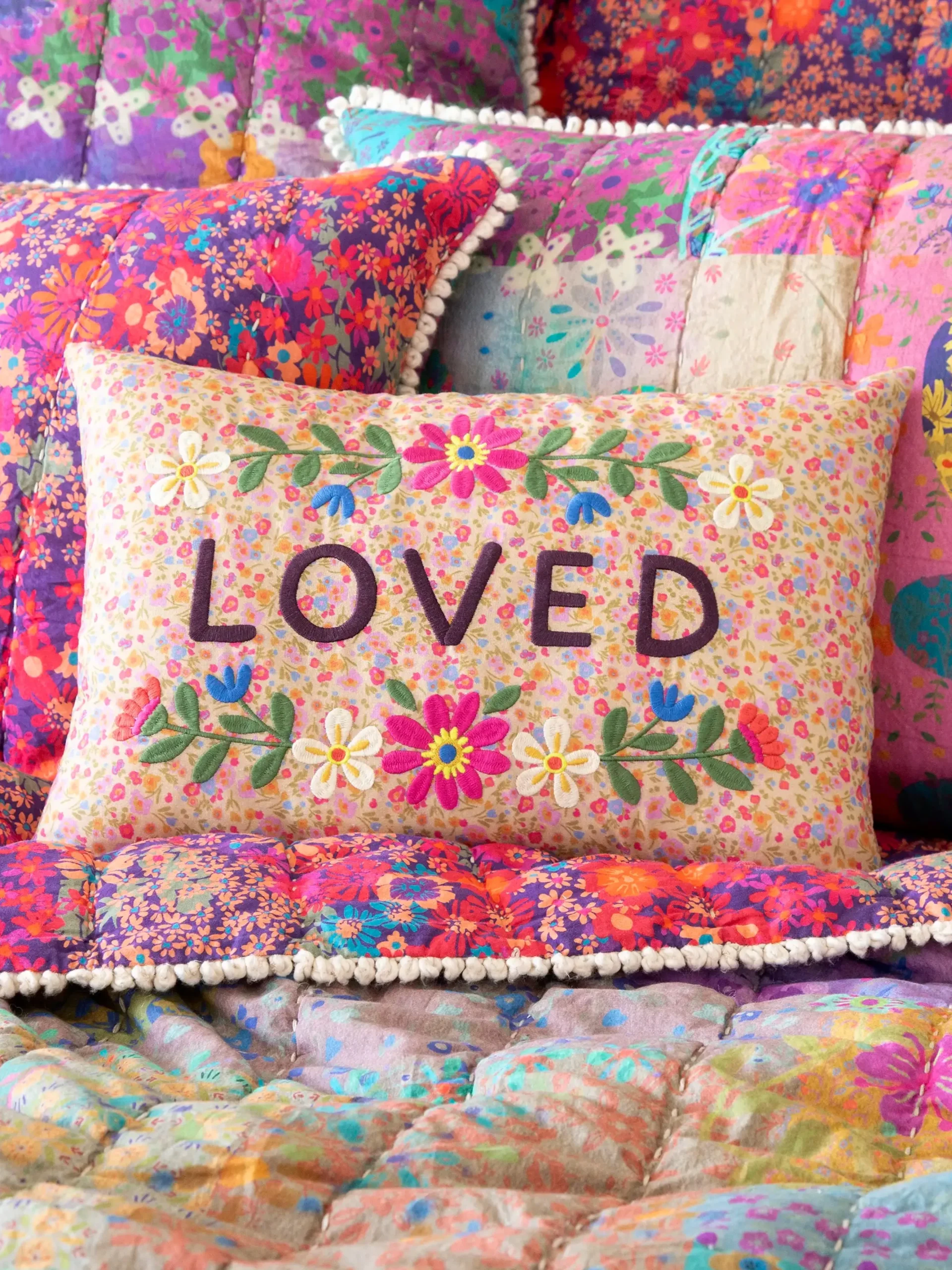 Embroidered Giving Pillow - Loved
