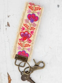 Embroidered Key Chain - Light Pink