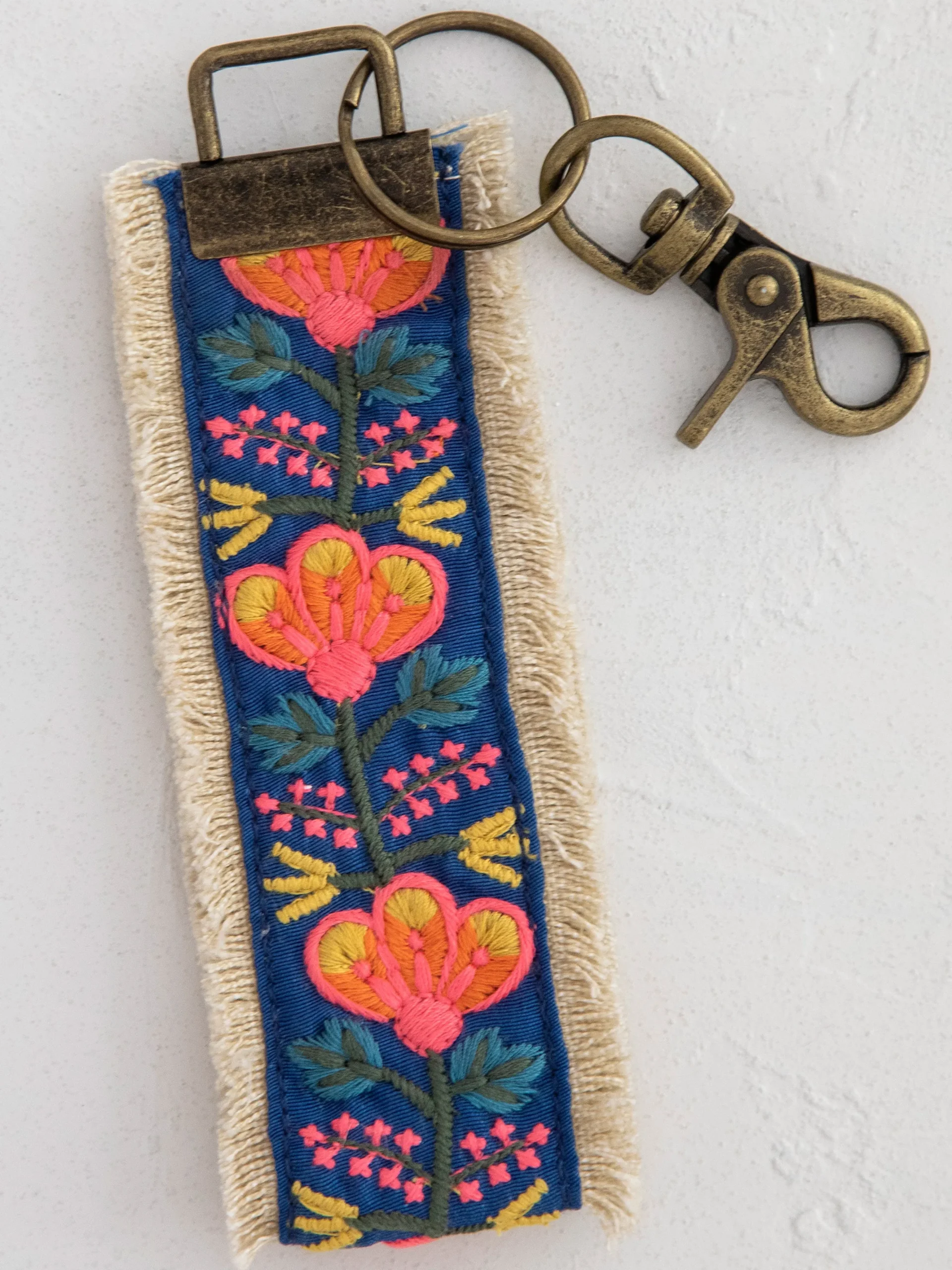Embroidered Key Chain - Navy