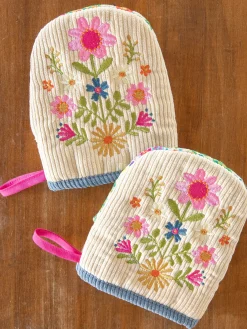 Embroidered Mini Oven Mitts, Set of 2