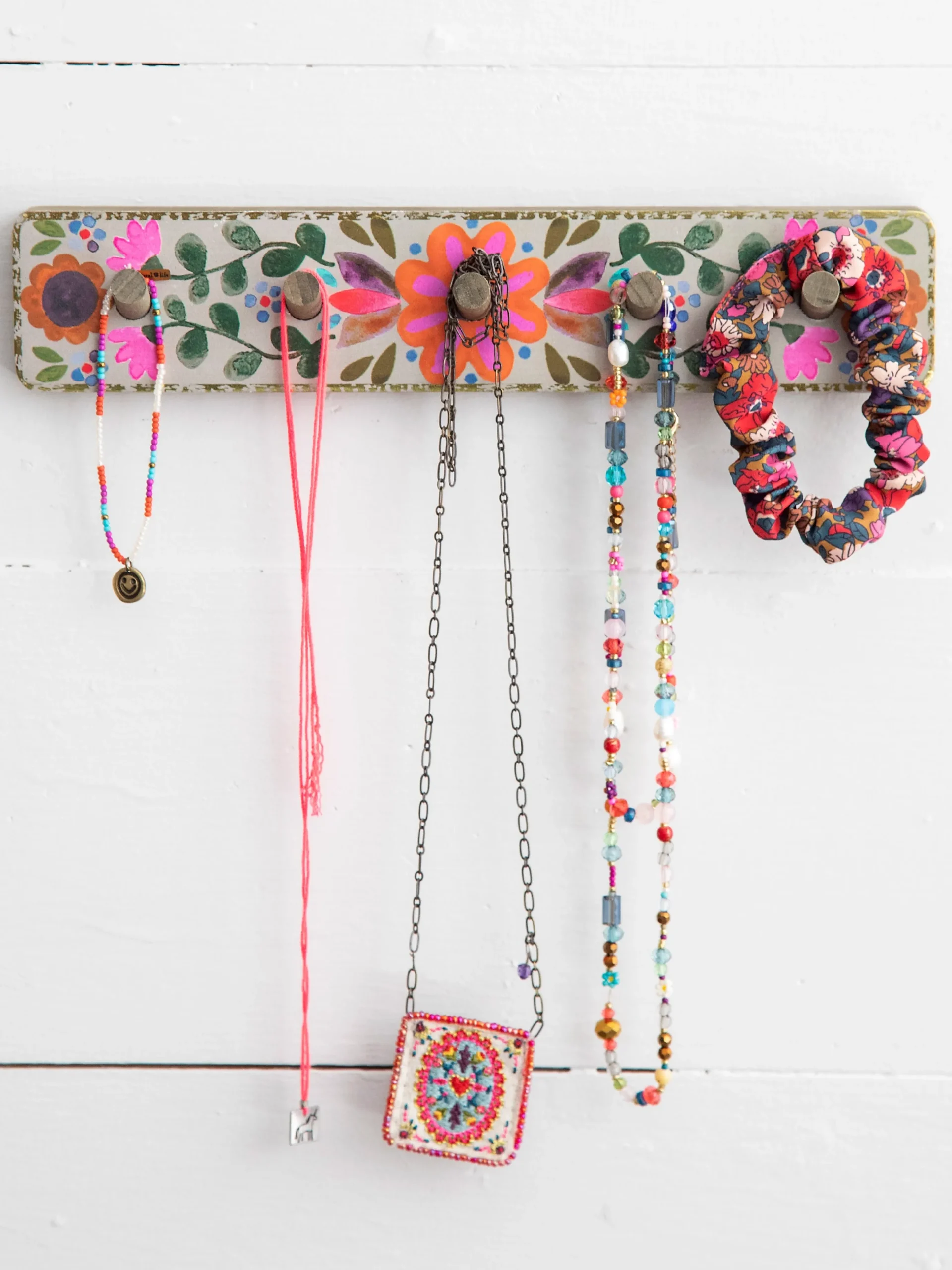 Floral Wall Hook Rack - Pink Flower