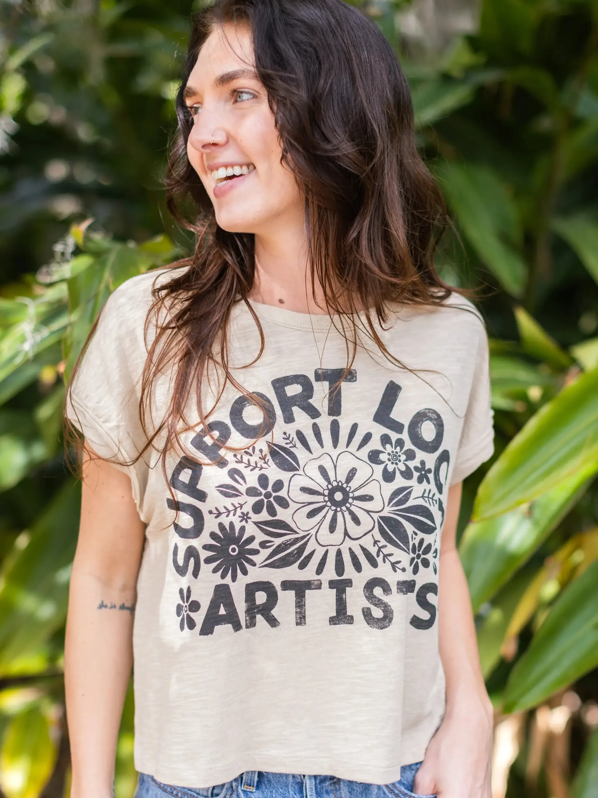 Frankie Cotton Boxy Tee Shirt - Support Local Artists