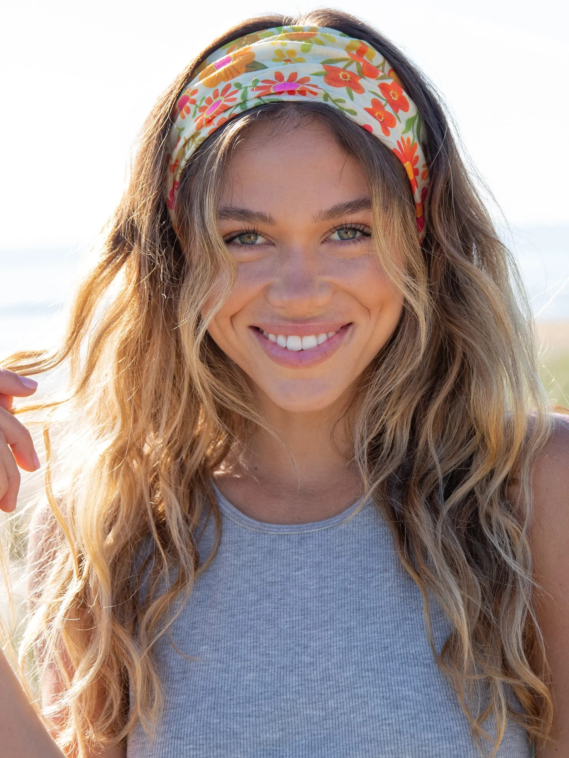 Full Boho Bandeau® Headband - Rainbow Flowers