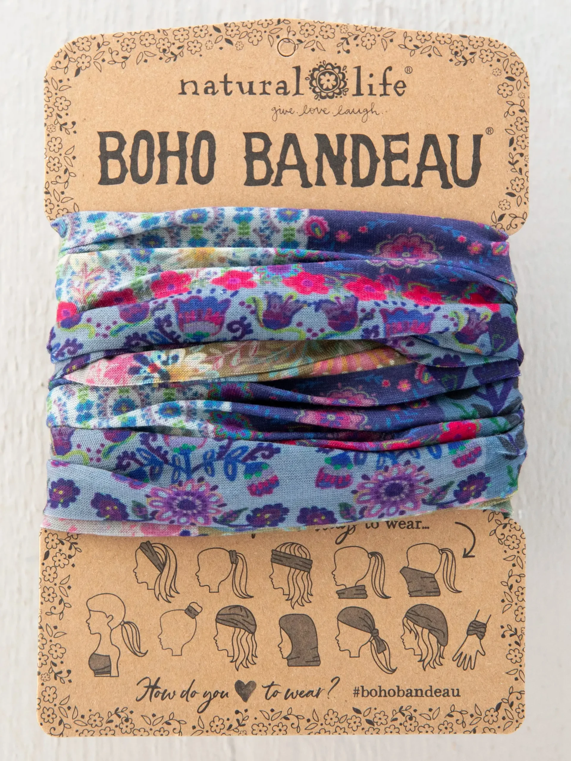 Full Boho Bandeau® Headband - Blue Patchwork