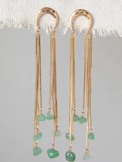 Gold Drop Stone Earrings