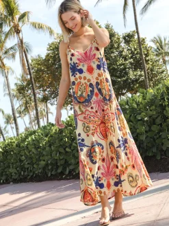 Gracie Slip Maxi Dress - Cream Motif