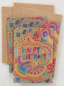 Greeting Card Bundle, Set of 3 - Happy Birthday Floral