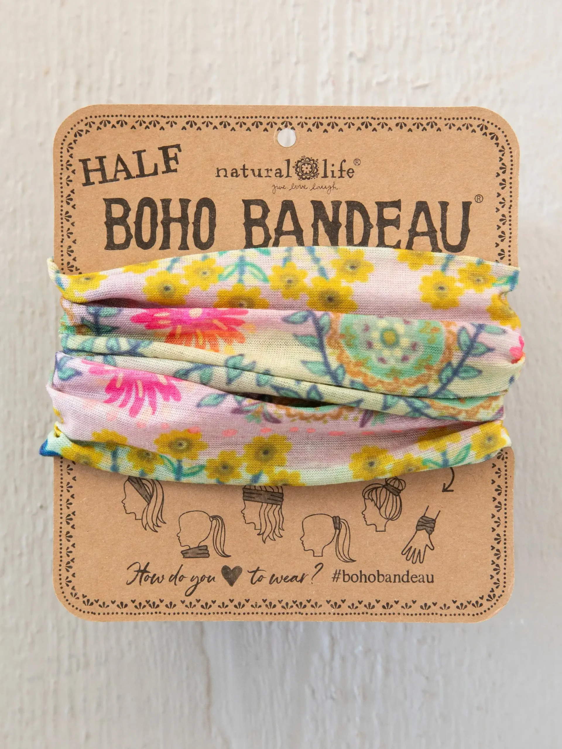 Half Boho Bandeau® Headband - Mint Borders