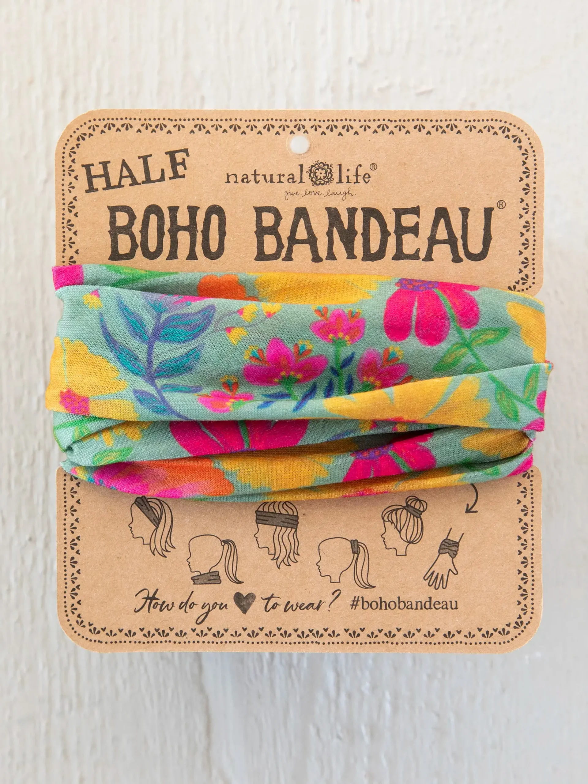 Half Boho Bandeau® Headband - Tossed Blue Floral