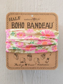 Half Boho Bandeau® Headband - Floral Vintage Cream