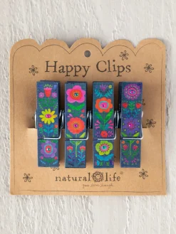 Happy Clips, Set of 4 - Folk Flower