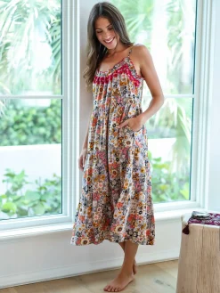 Harley Embroidered Midi Dress - Grey Garden