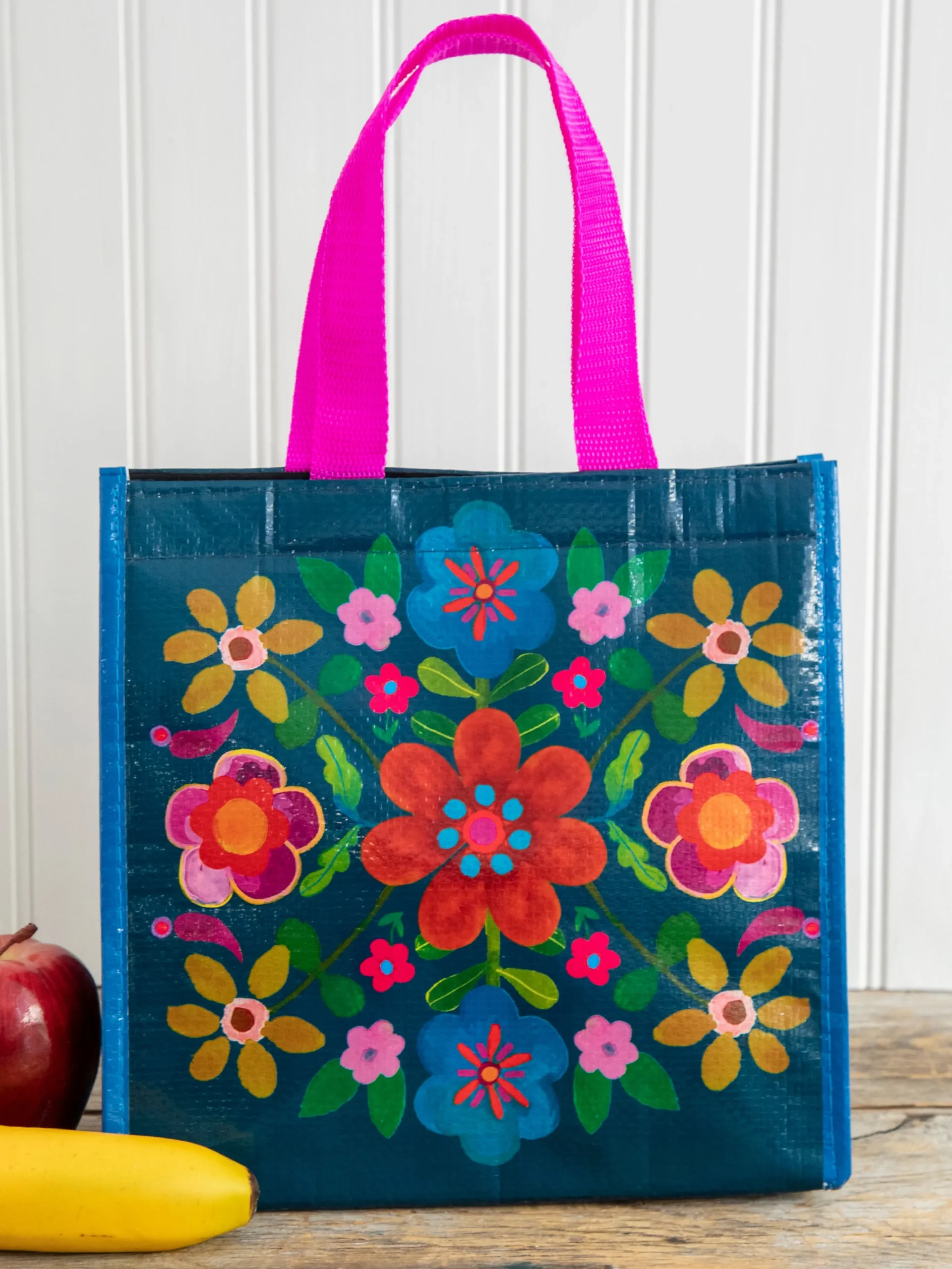 Insulated Lunch Bag - Navy Folk Floral