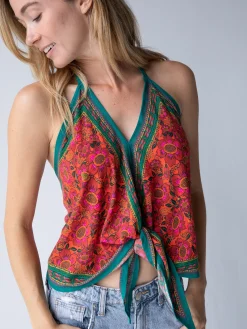 Isla Halter Top - Burnt Orange Floral