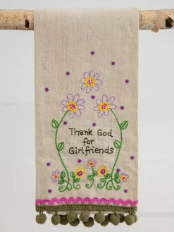 Linen Embroidered Hand Towel - Girlfriends