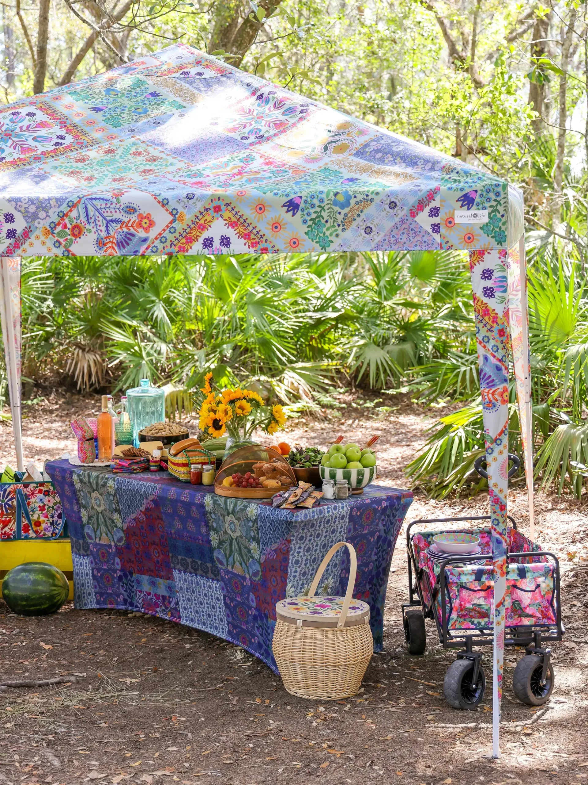 Live Happy Instant Canopy Tent - Heritage Folk Patchwork