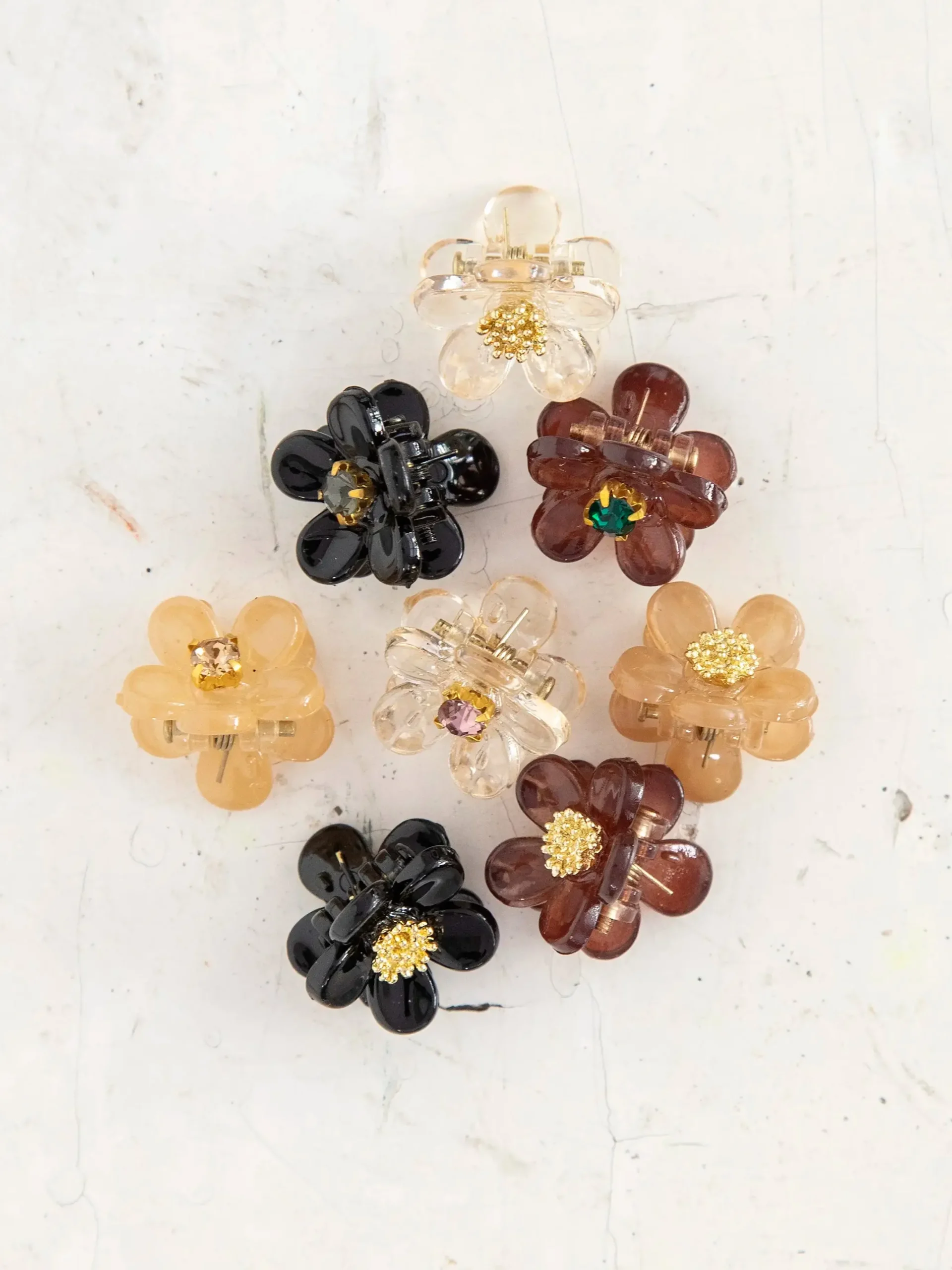 Micro Mini Daisy Hair Claws, Set of 8 - Neutral