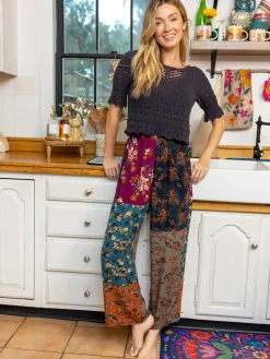 Mimi Pant - Rust Teal Mixed Floral