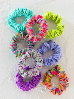 Mini Satin Scrunchie, Set of 8 - Lime Green